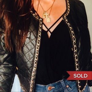 SOLD————————————— Pleated Leather Jacket